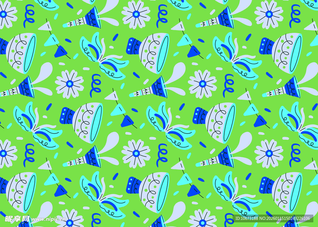 清新花卉几何图案背景