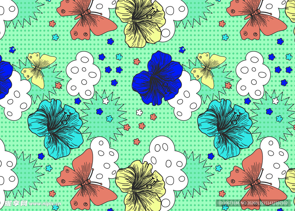 多彩花卉图案背景设计