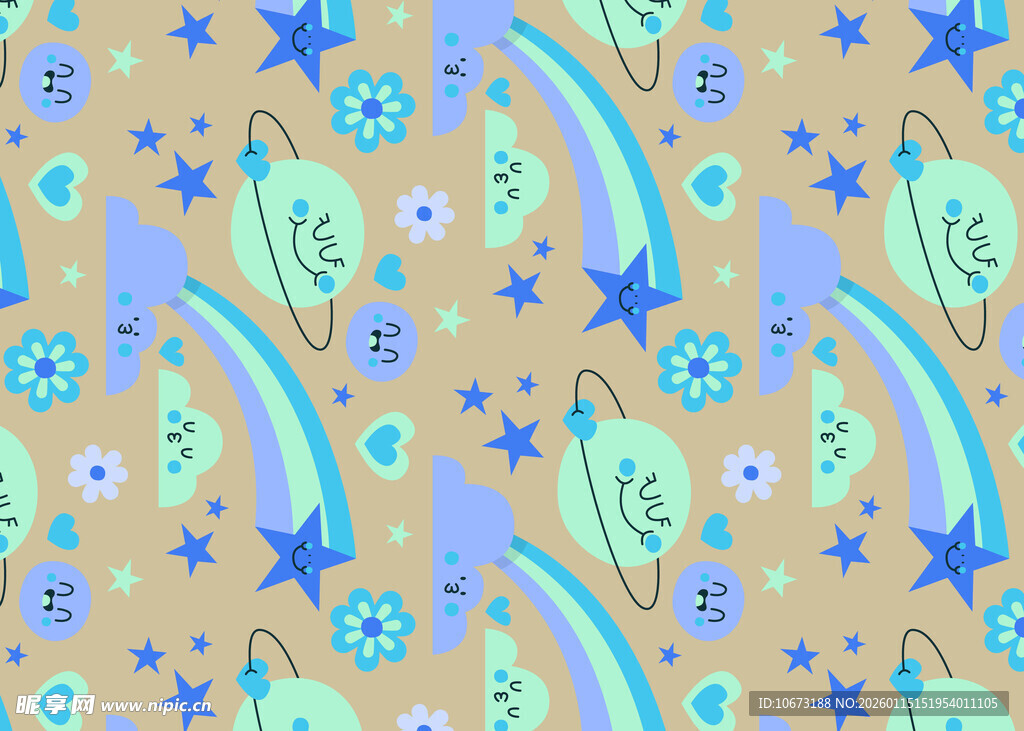 梦幻宇宙主题卡通图案背景