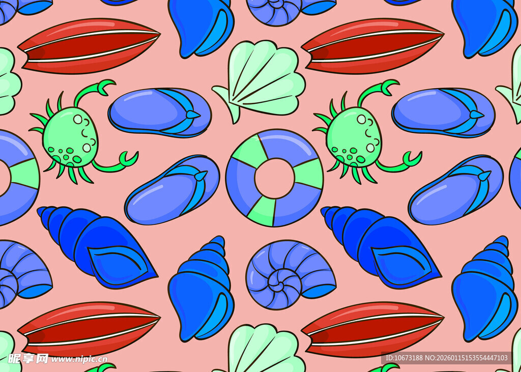 多彩海洋贝壳图案设计