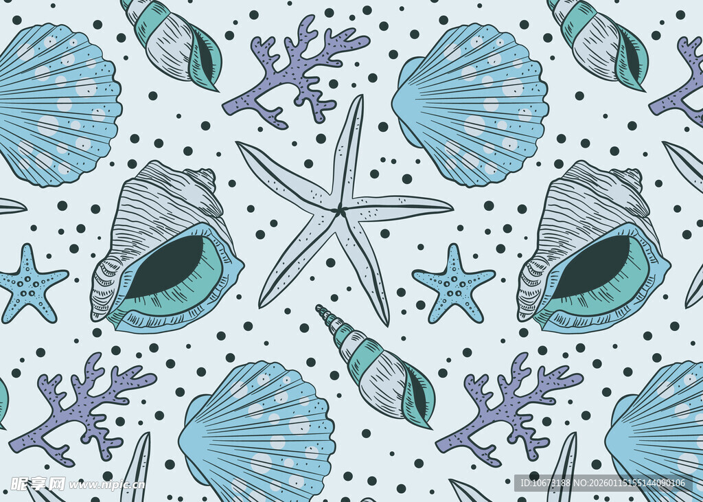 海洋元素无缝图案设计