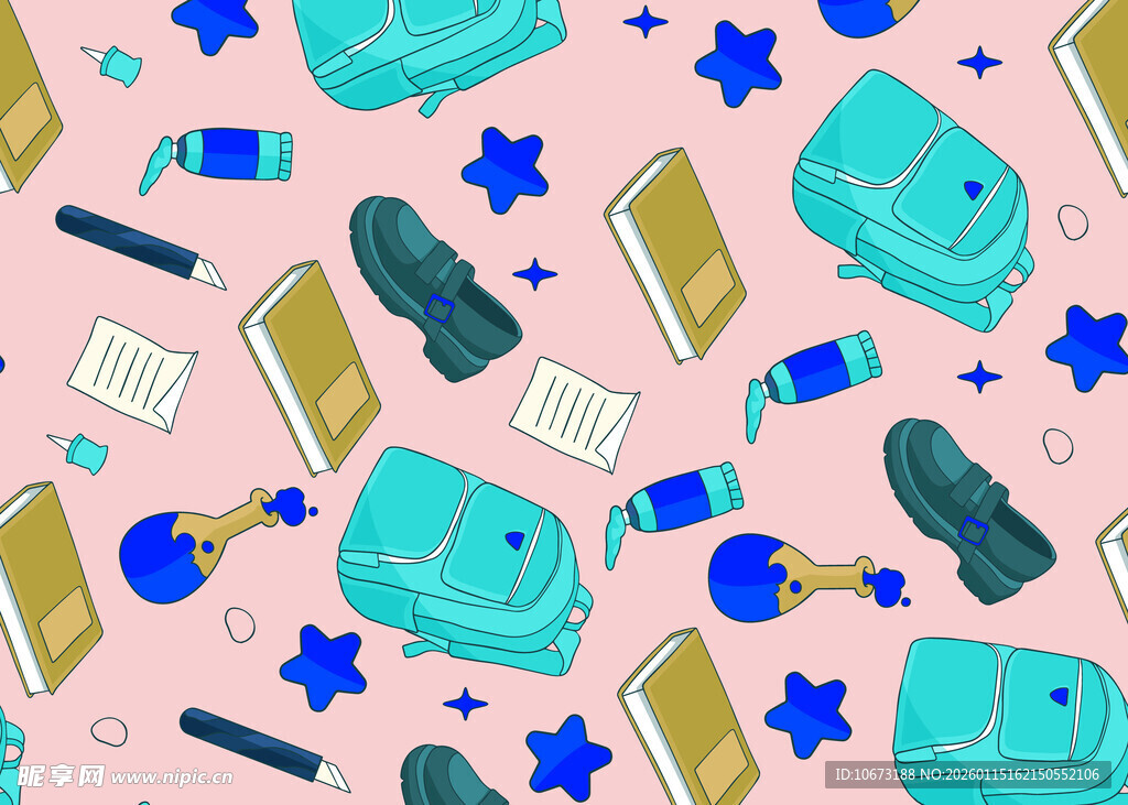 卡通文具图案背景