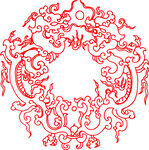 中式传统红色环形花纹图案