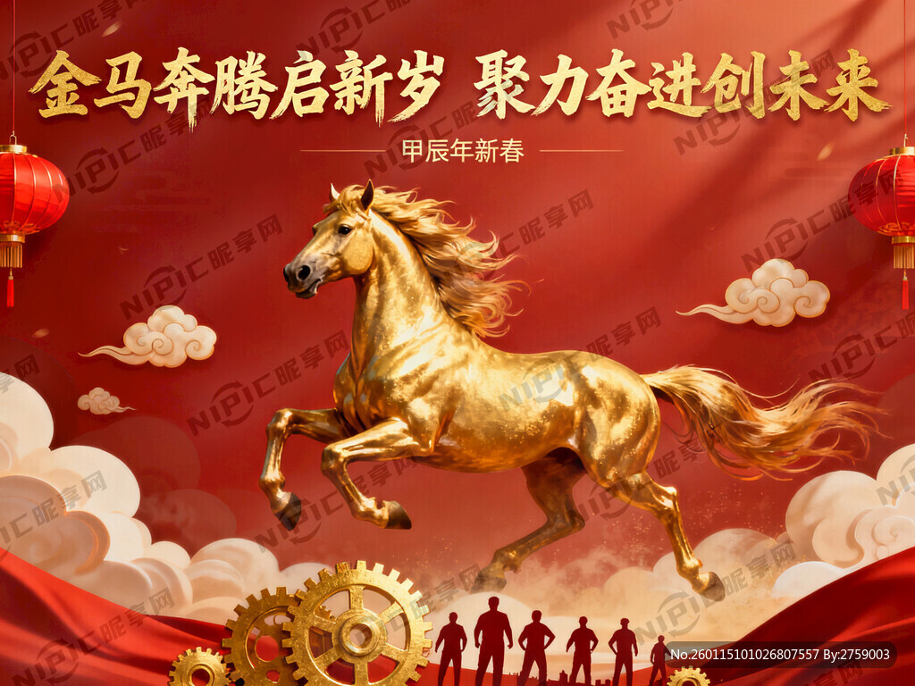 帮我画 金马奔腾启新岁