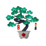 卡通手绘中国风松树盆栽