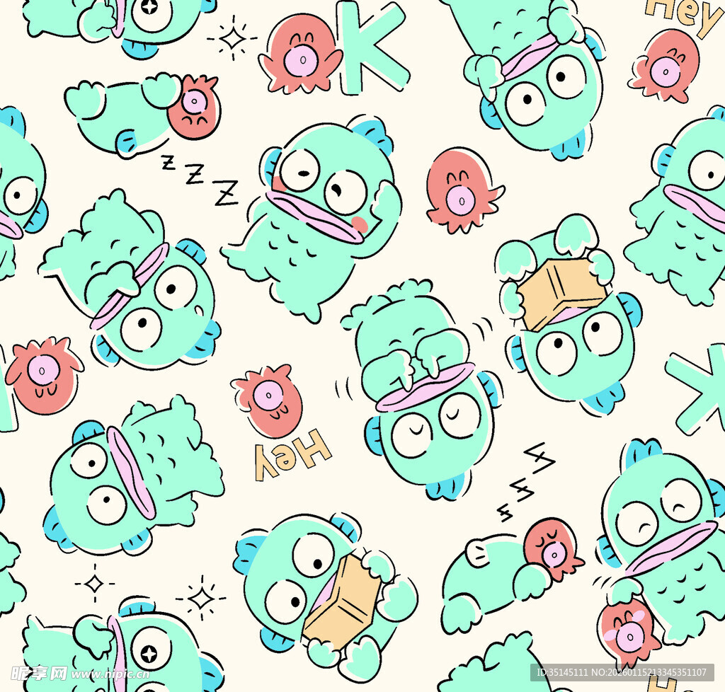 可爱卡通怪物图案背景
