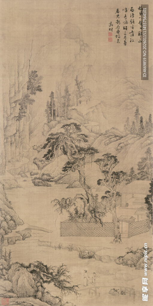 古代山水墨画景观
