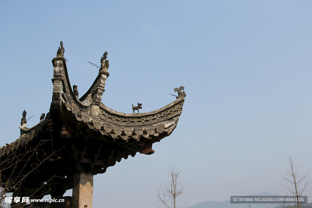 中式古建筑飞檐一角