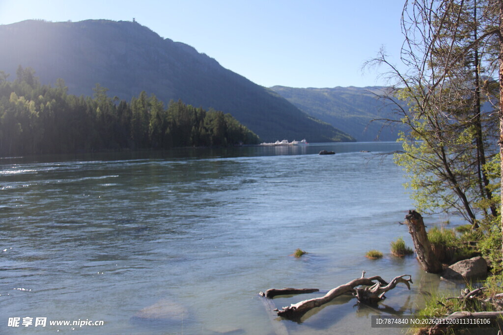 河畔风光 宁静自然景致