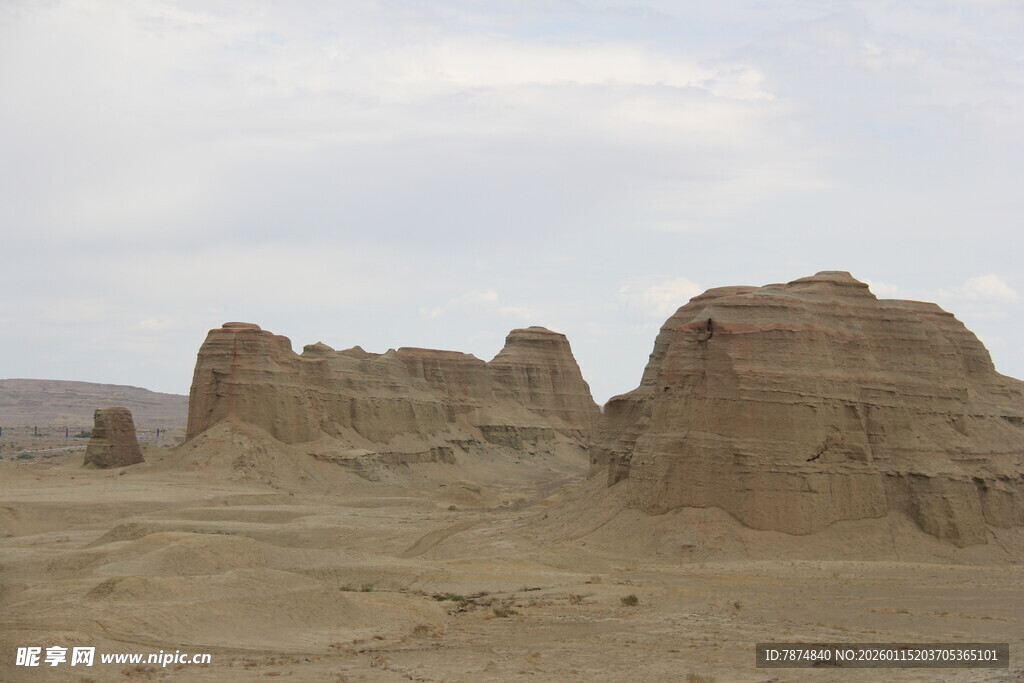 沙漠中的奇特土丘景观