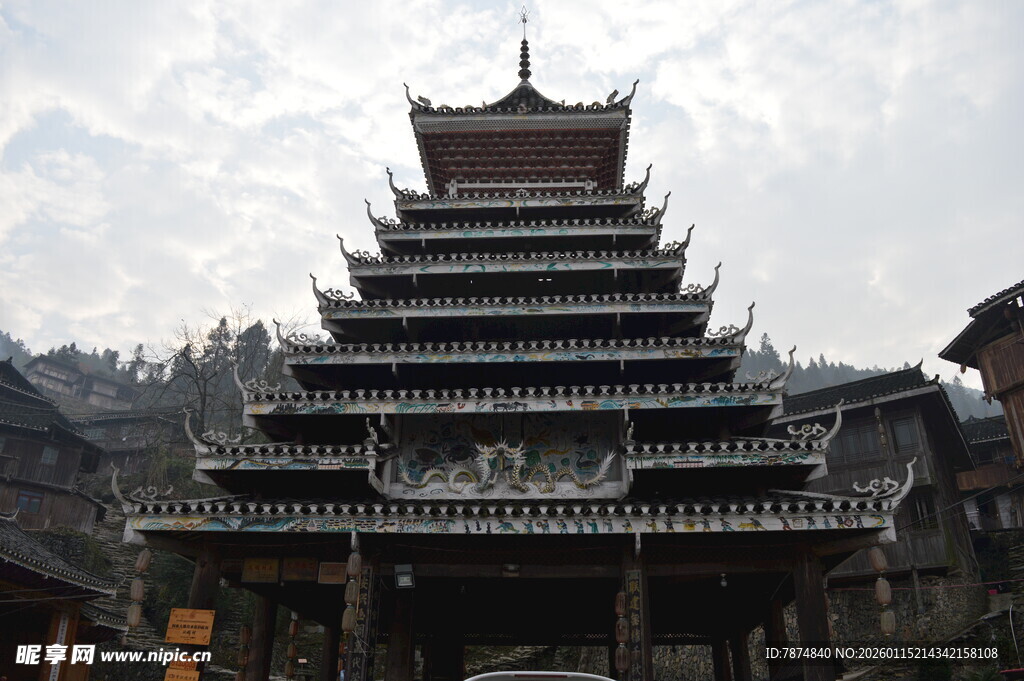 侗族鼓楼建筑景观