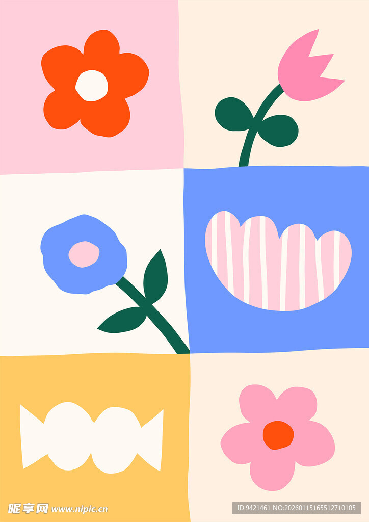 多彩花卉糖果图案设计