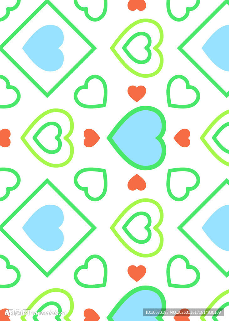 多彩几何爱心图案背景