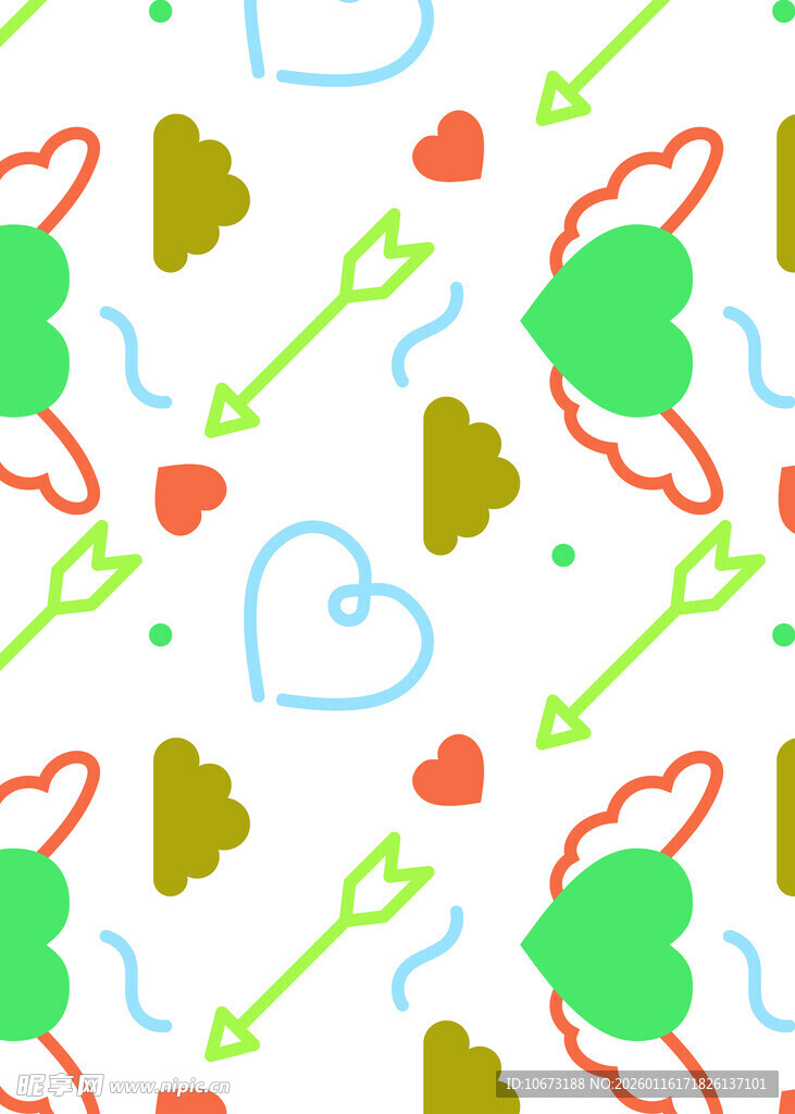 多彩爱心箭头图案背景