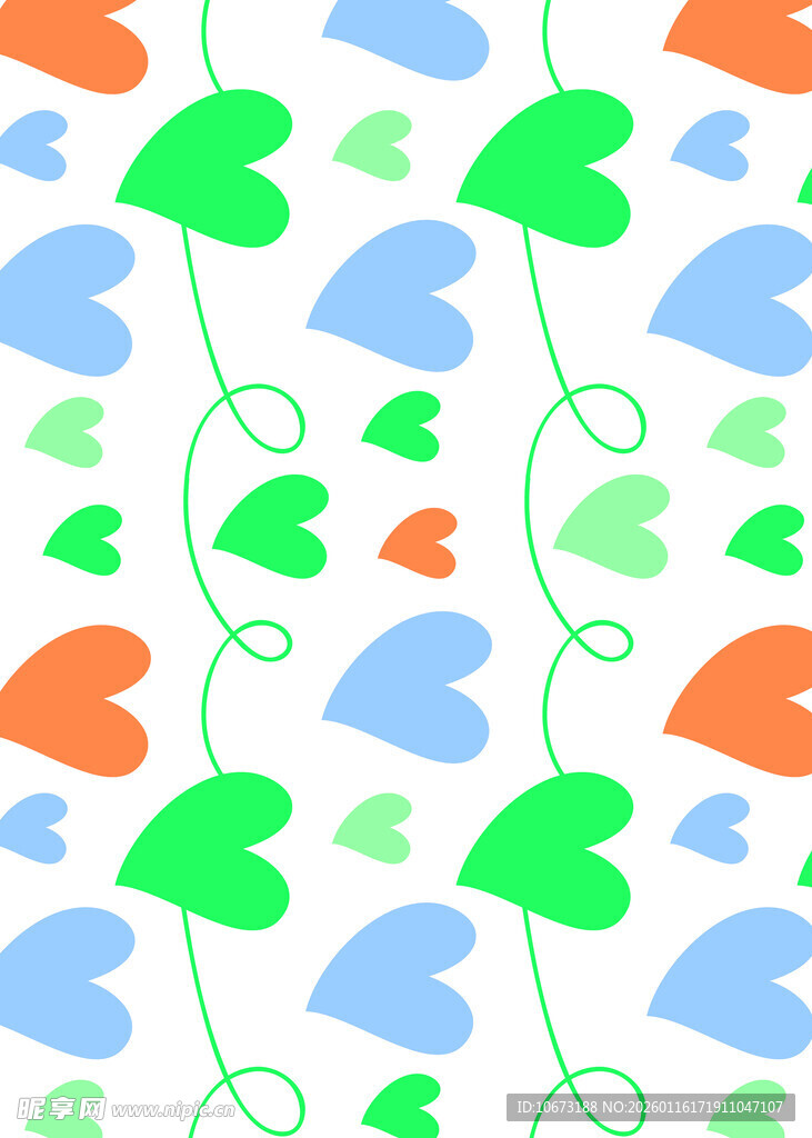 多彩心形藤蔓图案背景