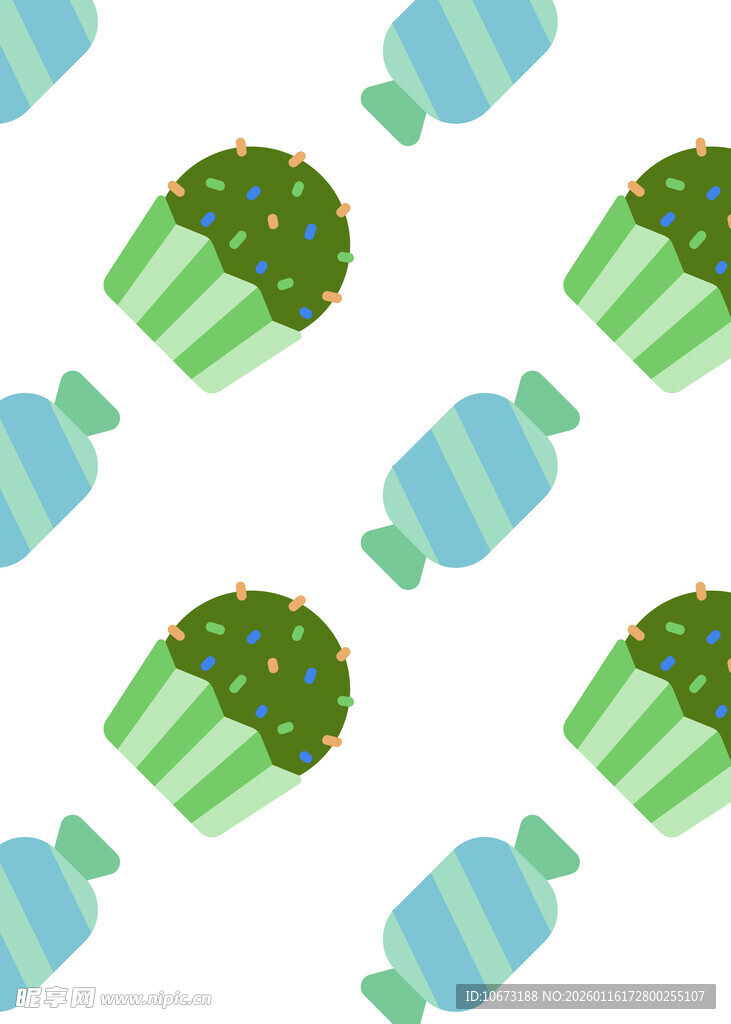 可爱糖果与纸杯蛋糕图案