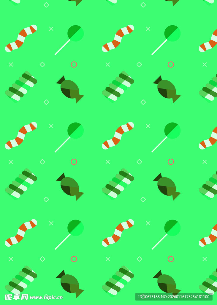 绿色背景圣诞元素图案