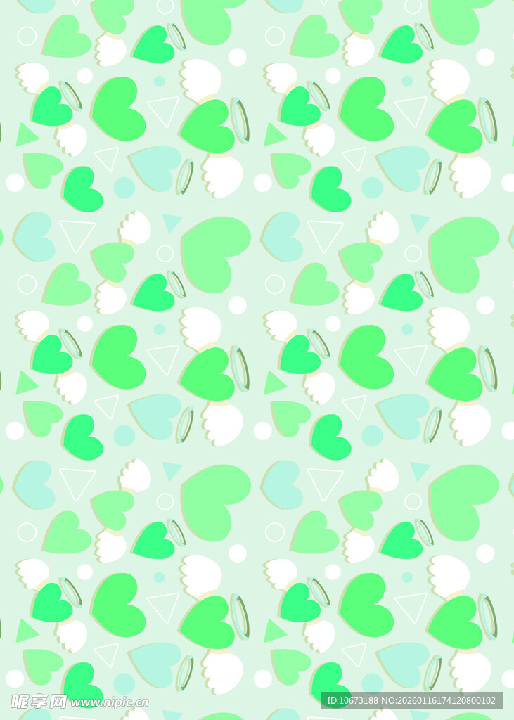 清新绿色卡通图案背景
