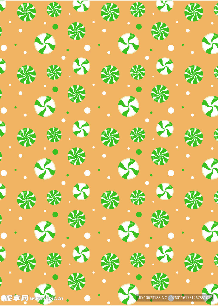 橙色底四叶草波点图案