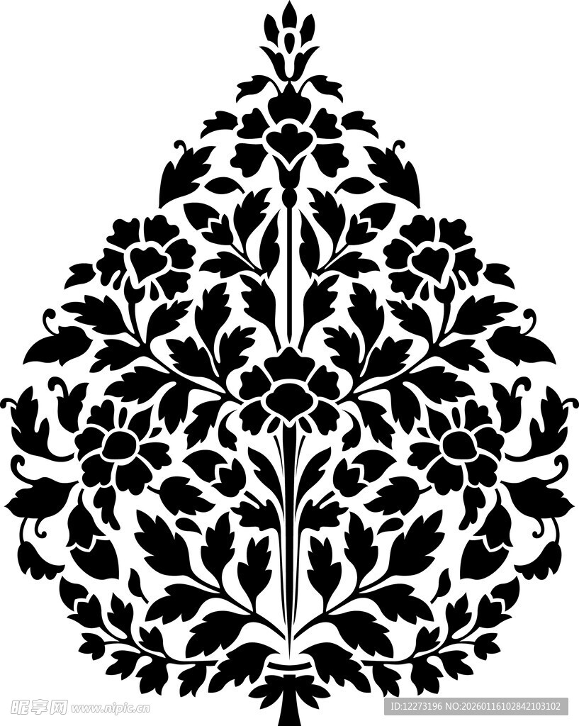 黑白花卉装饰图案设计