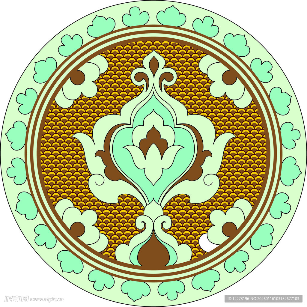 传统圆形花纹图案