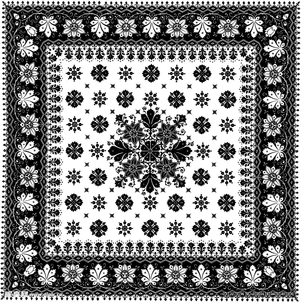 黑白几何花纹方形图案