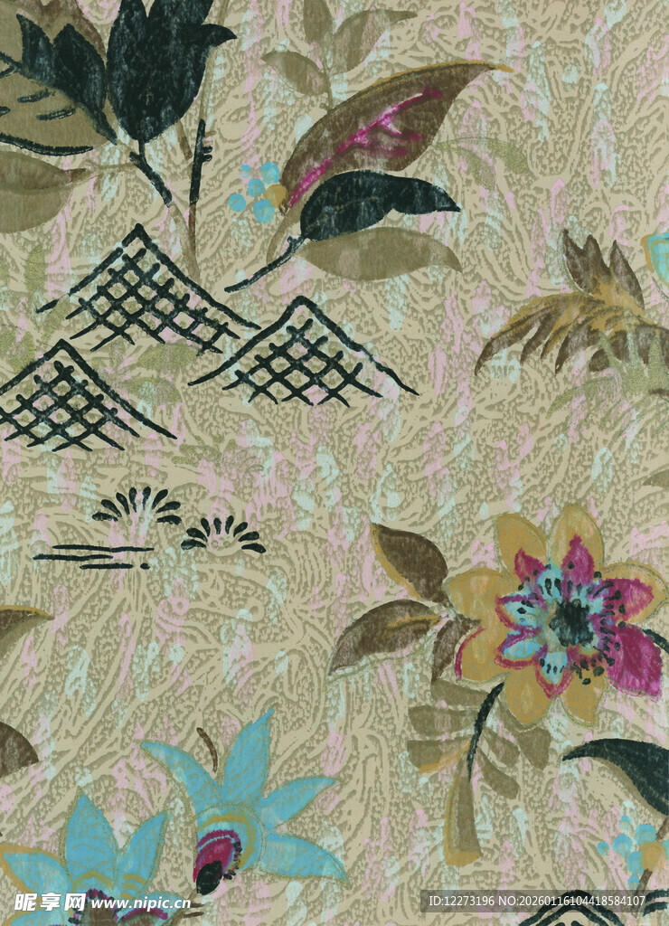 中式花鸟刺绣精美图案