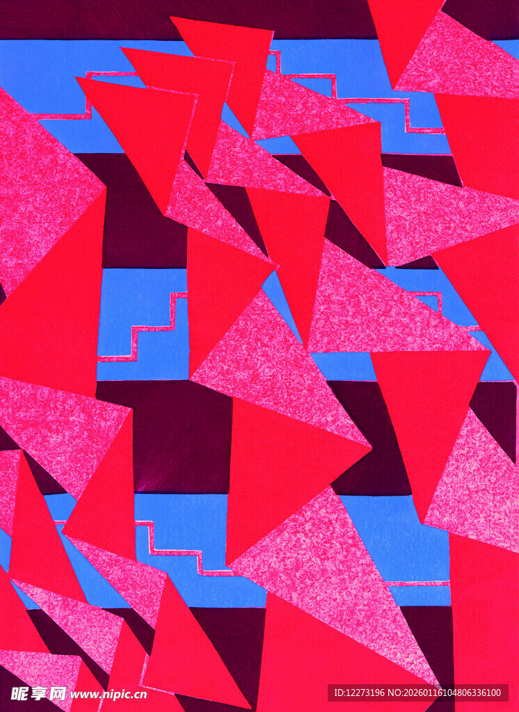 红色几何图形抽象艺术图案