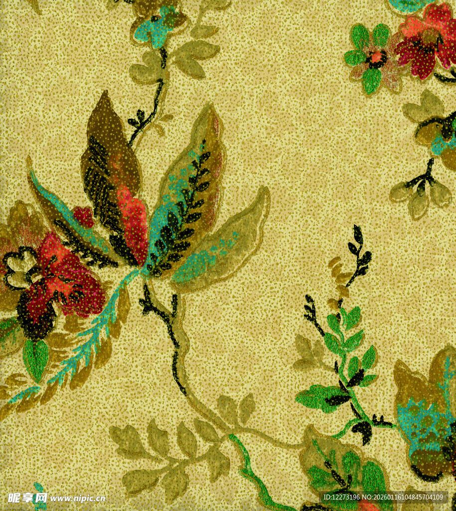 中式花卉刺绣精美图案