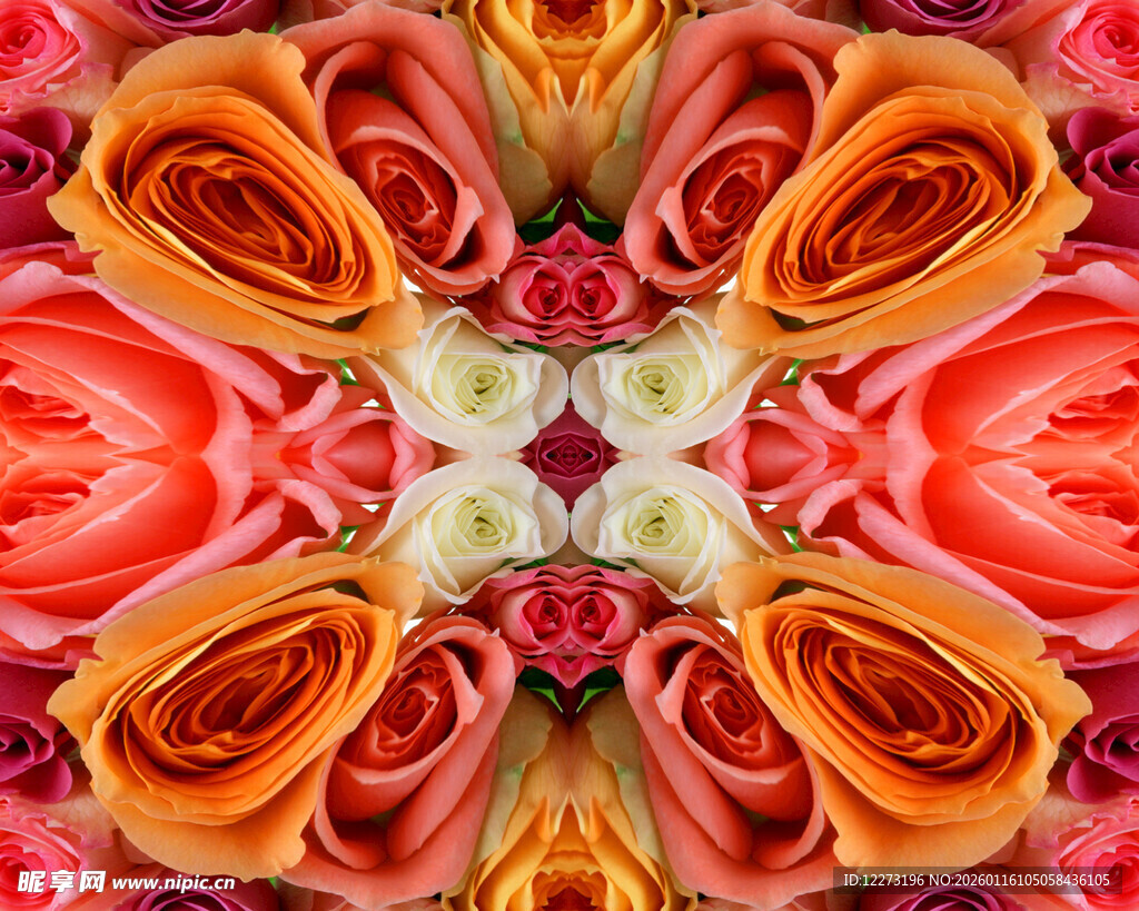 绚丽多彩的花卉对称图案