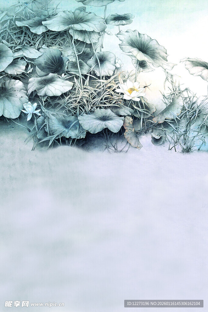 冬日雪景中的植物景观