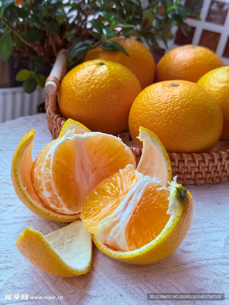 新鲜多汁的橙子摆拍