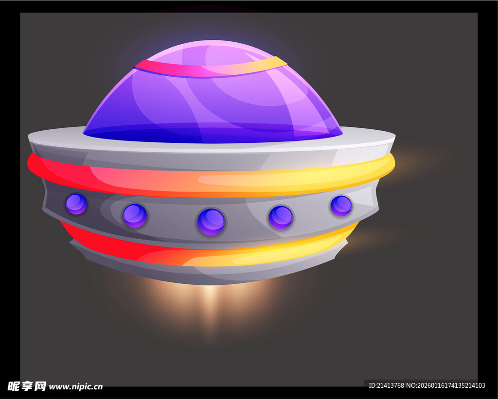 科幻风格彩色飞碟模型