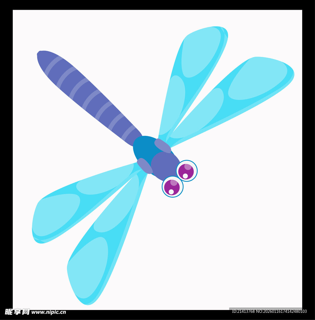 可爱蓝色蜻蜓插画