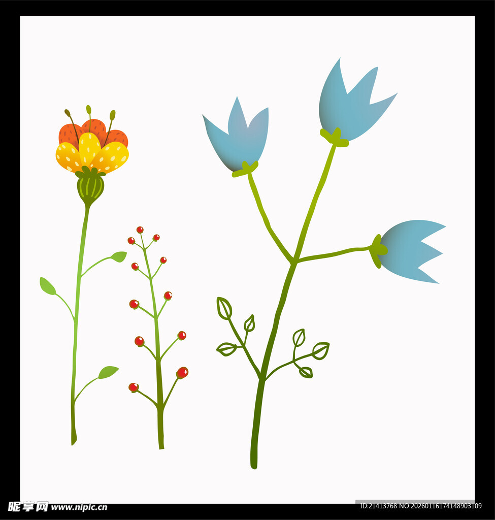 手绘清新花卉插画