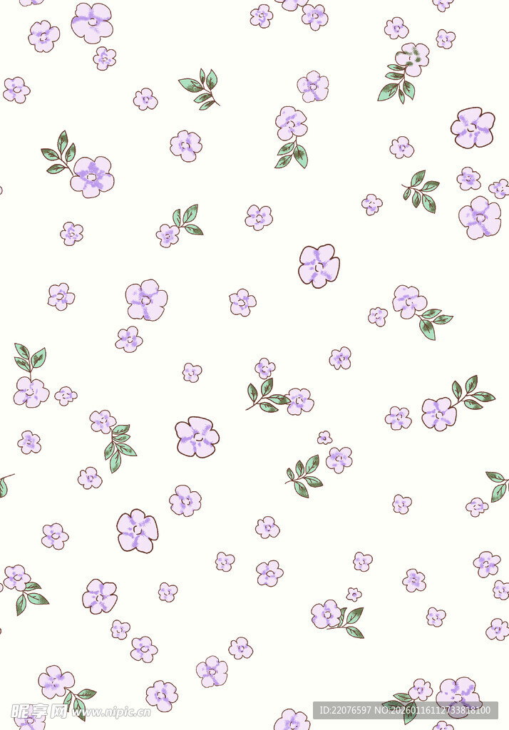 淡紫色小花无缝图案背景
