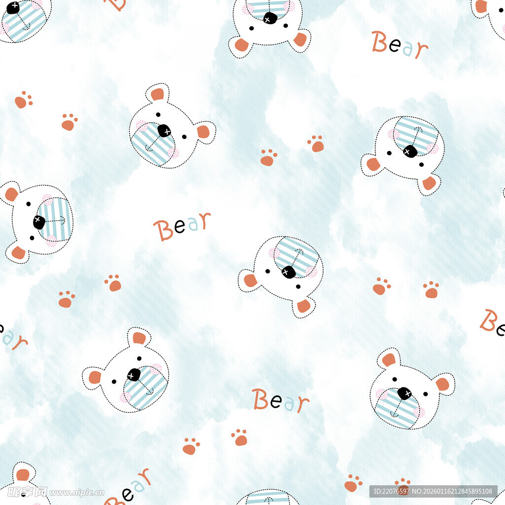 可爱小熊图案背景纹理