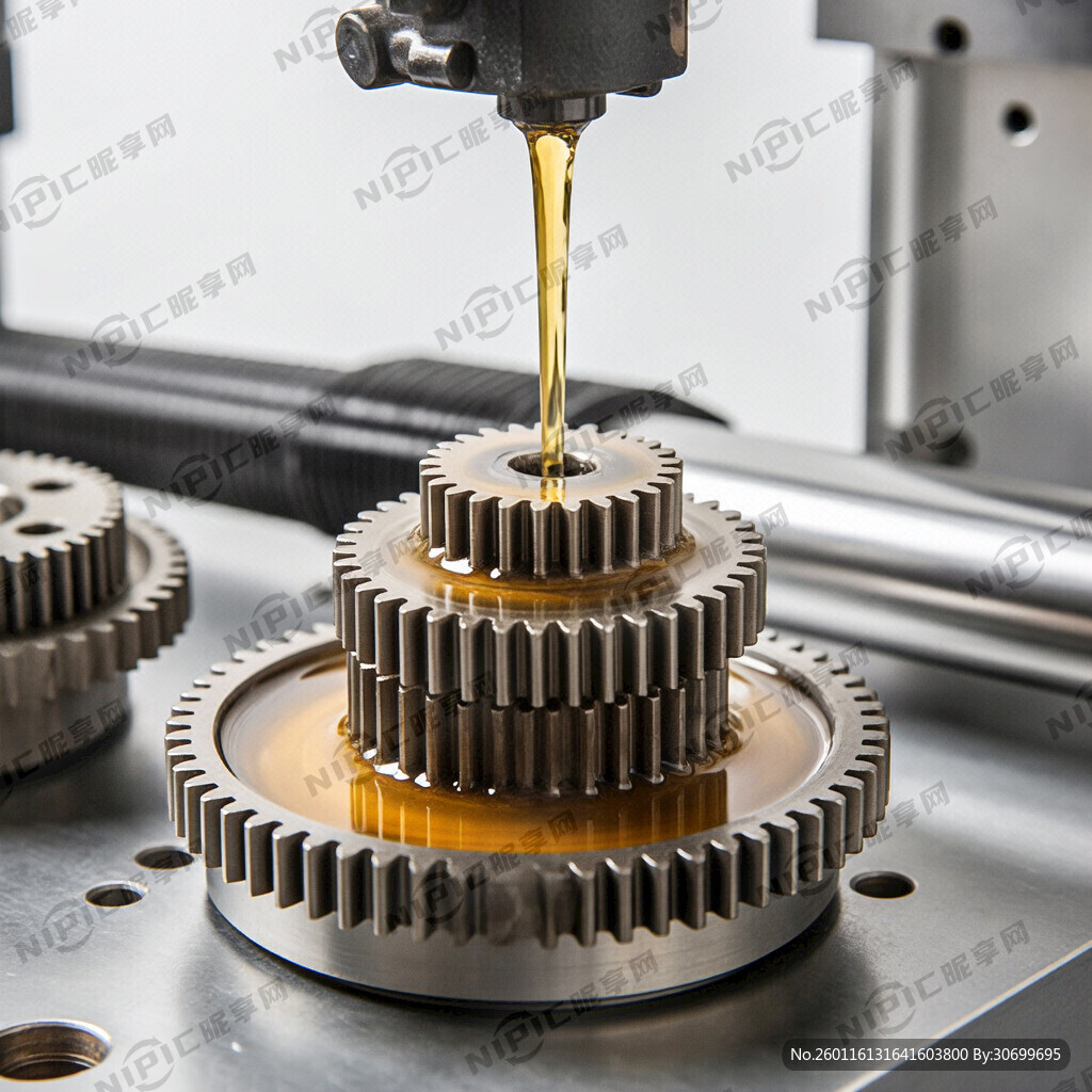 齿轮加机油环绕 齿轮有金属质感