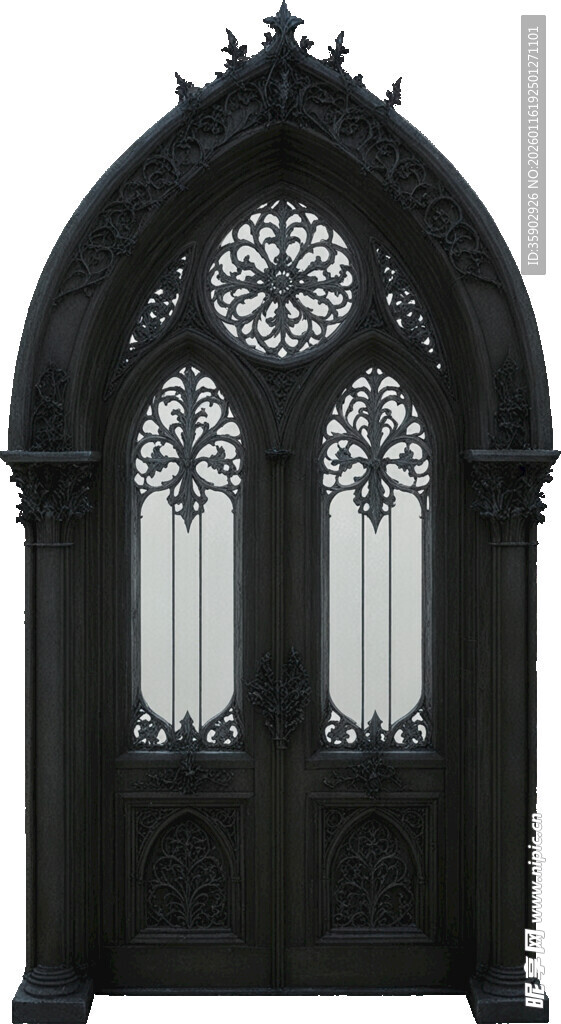 欧式复古黑色雕花铁艺门