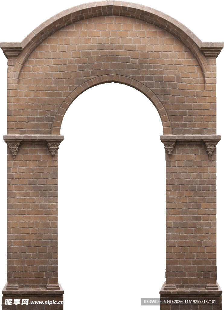 复古砖砌拱门建筑元素