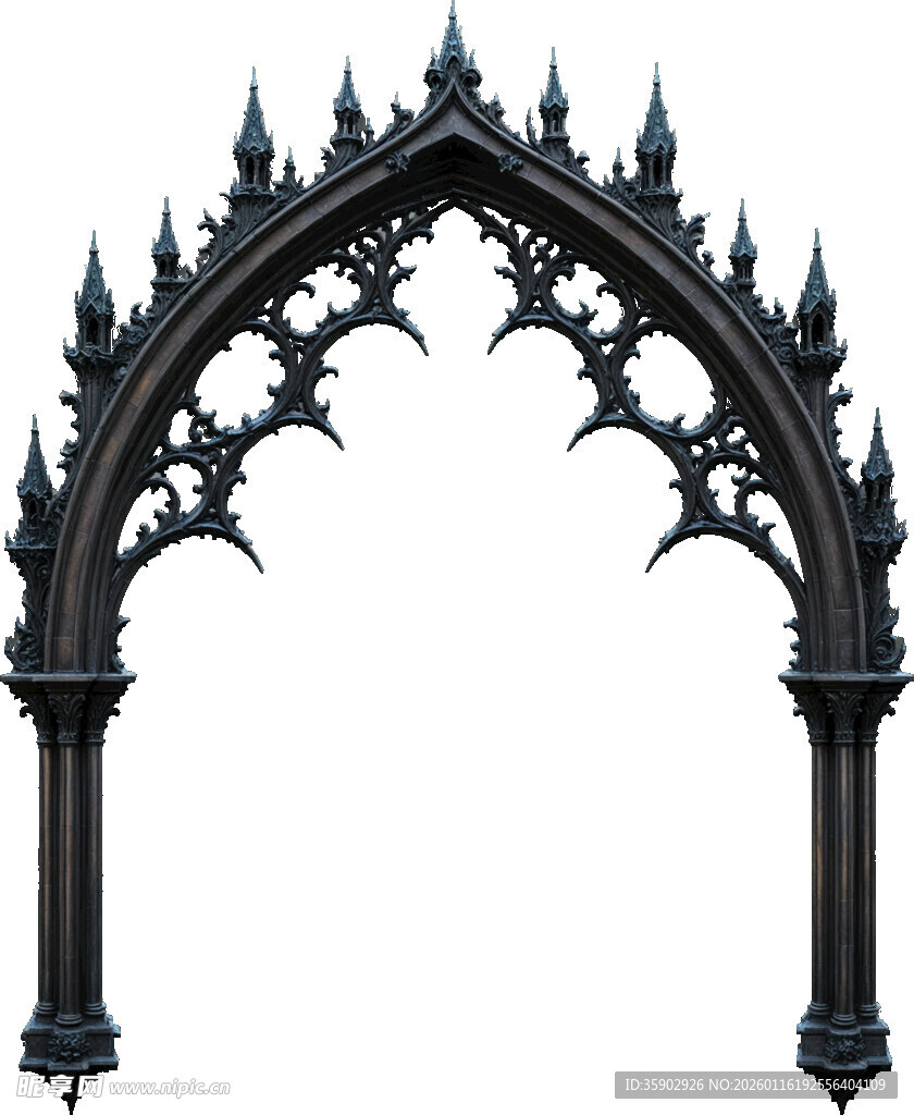 哥特风黑色雕花拱门
