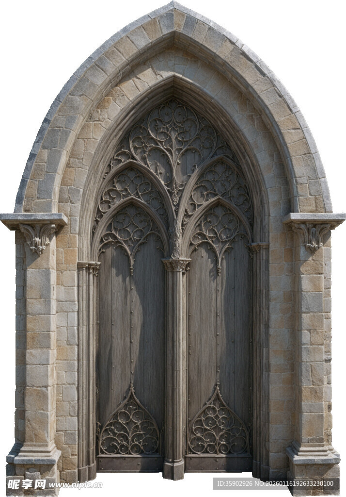 哥特式雕花双开木门