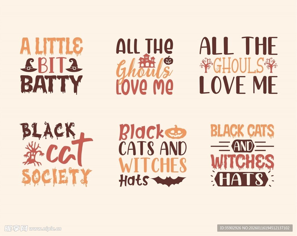 万圣节英文印花装饰图案