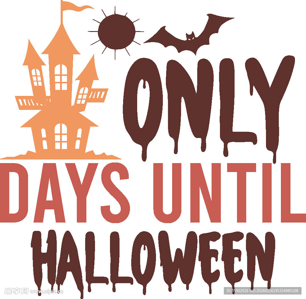 万圣节英文印花装饰图案