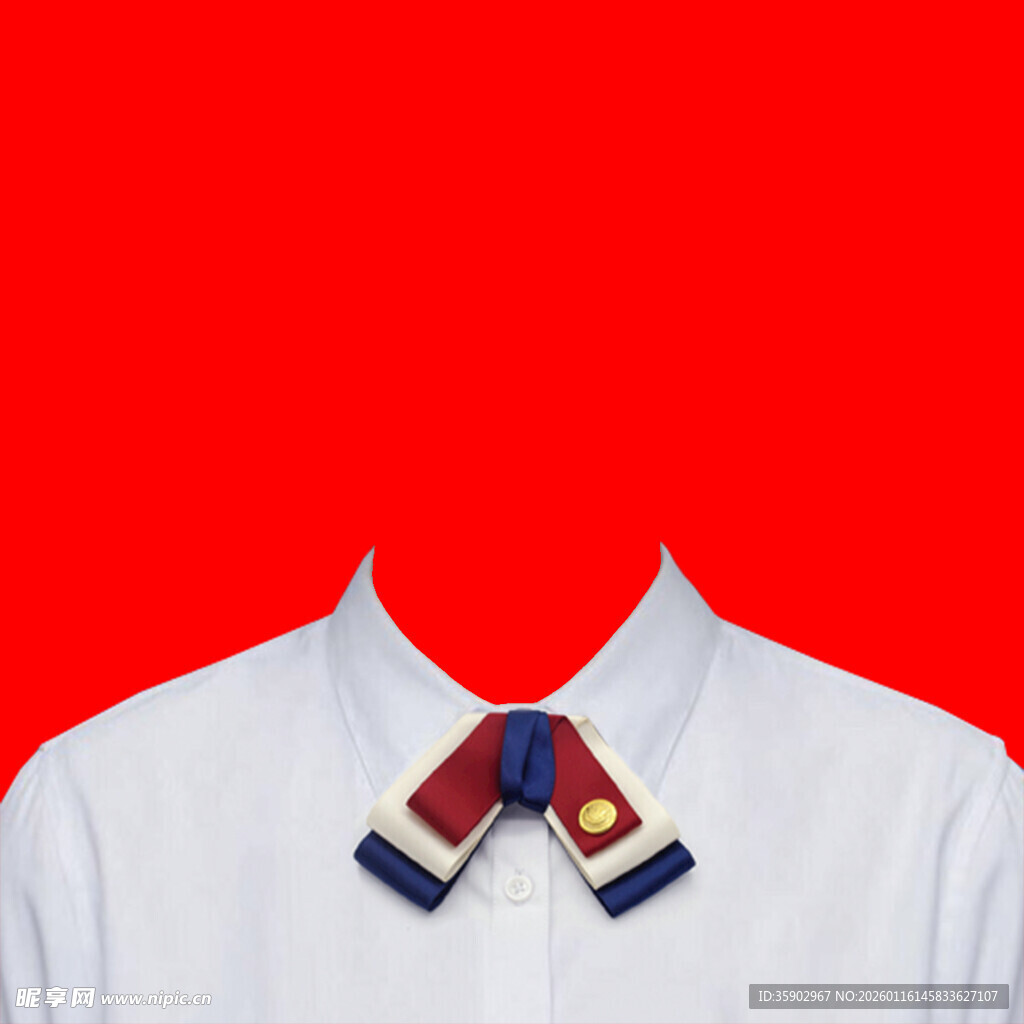 白色衬衫上的多彩领结