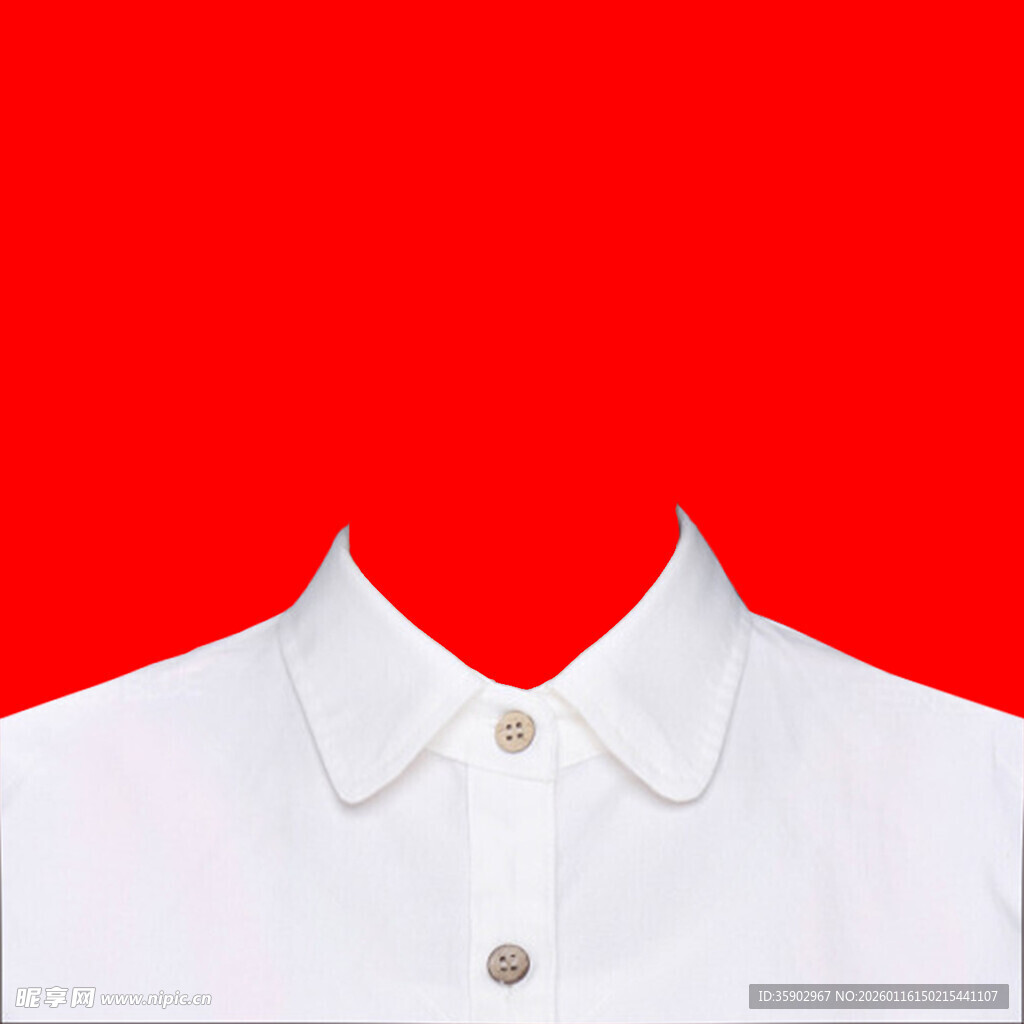 白色翻领上衣红色背景图