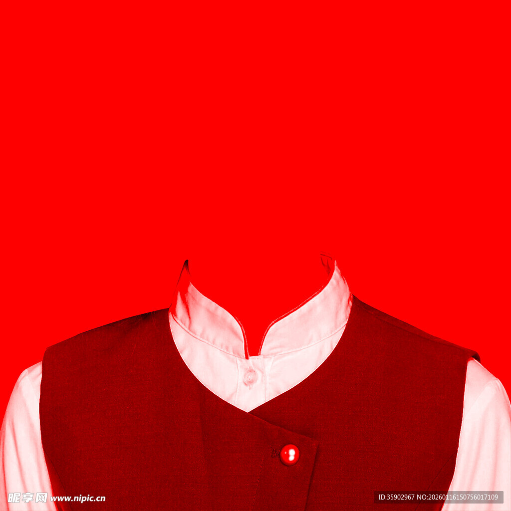 红色背景的中式服装领口