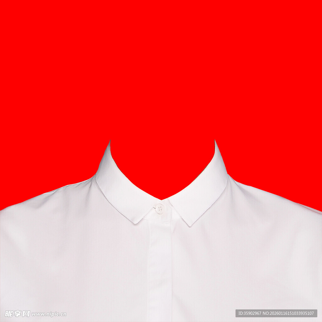 白色立领上衣红色背景图
