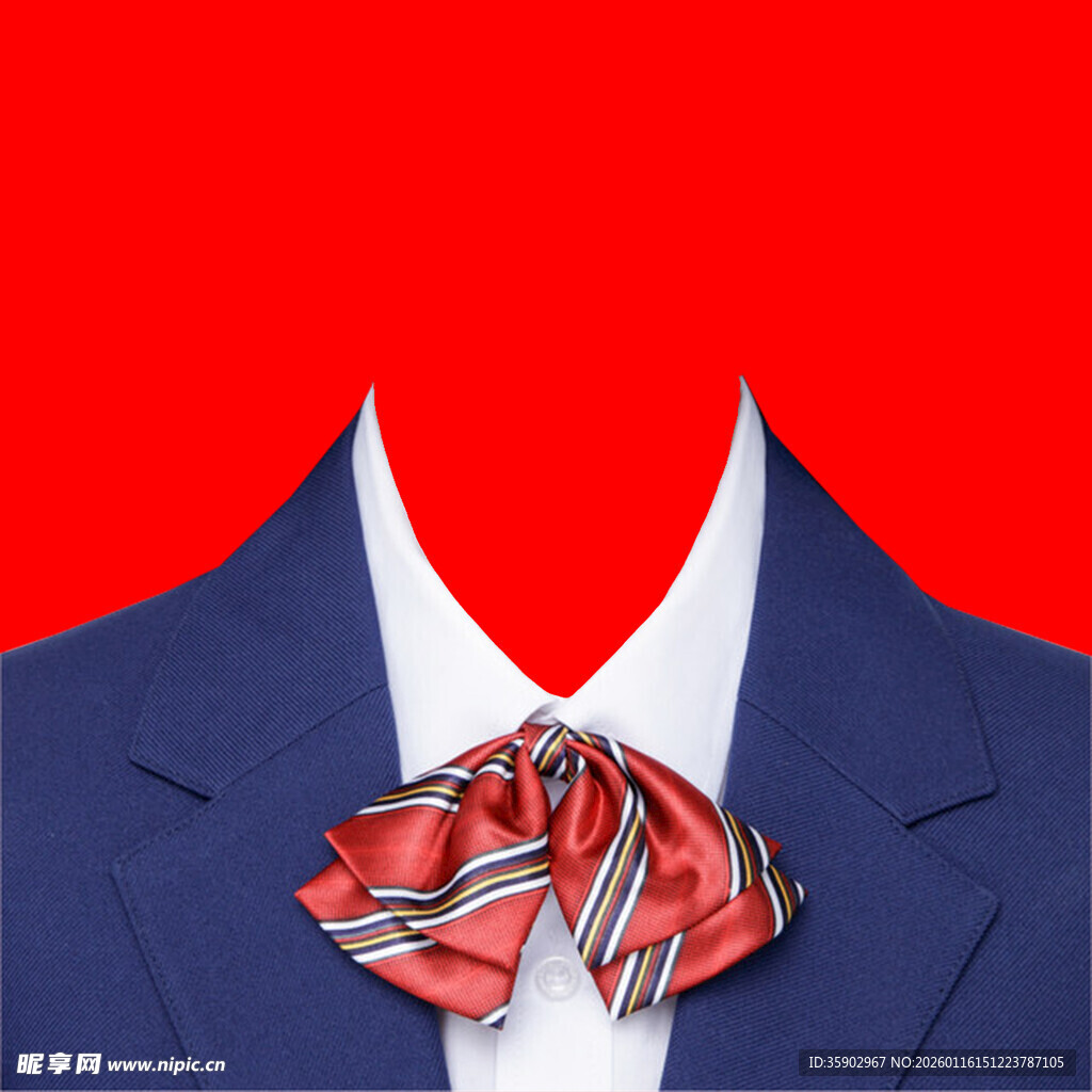 蓝色西装搭配多彩领结