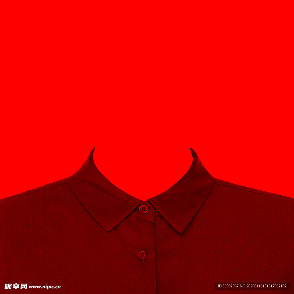 红色背景下的深色衣领